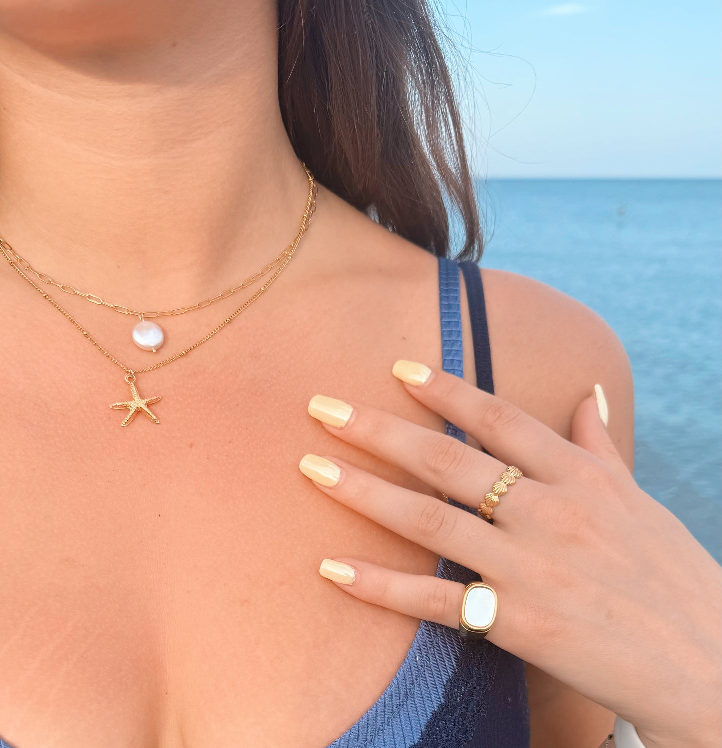 Chunky Gold Mother of Pearl Ring