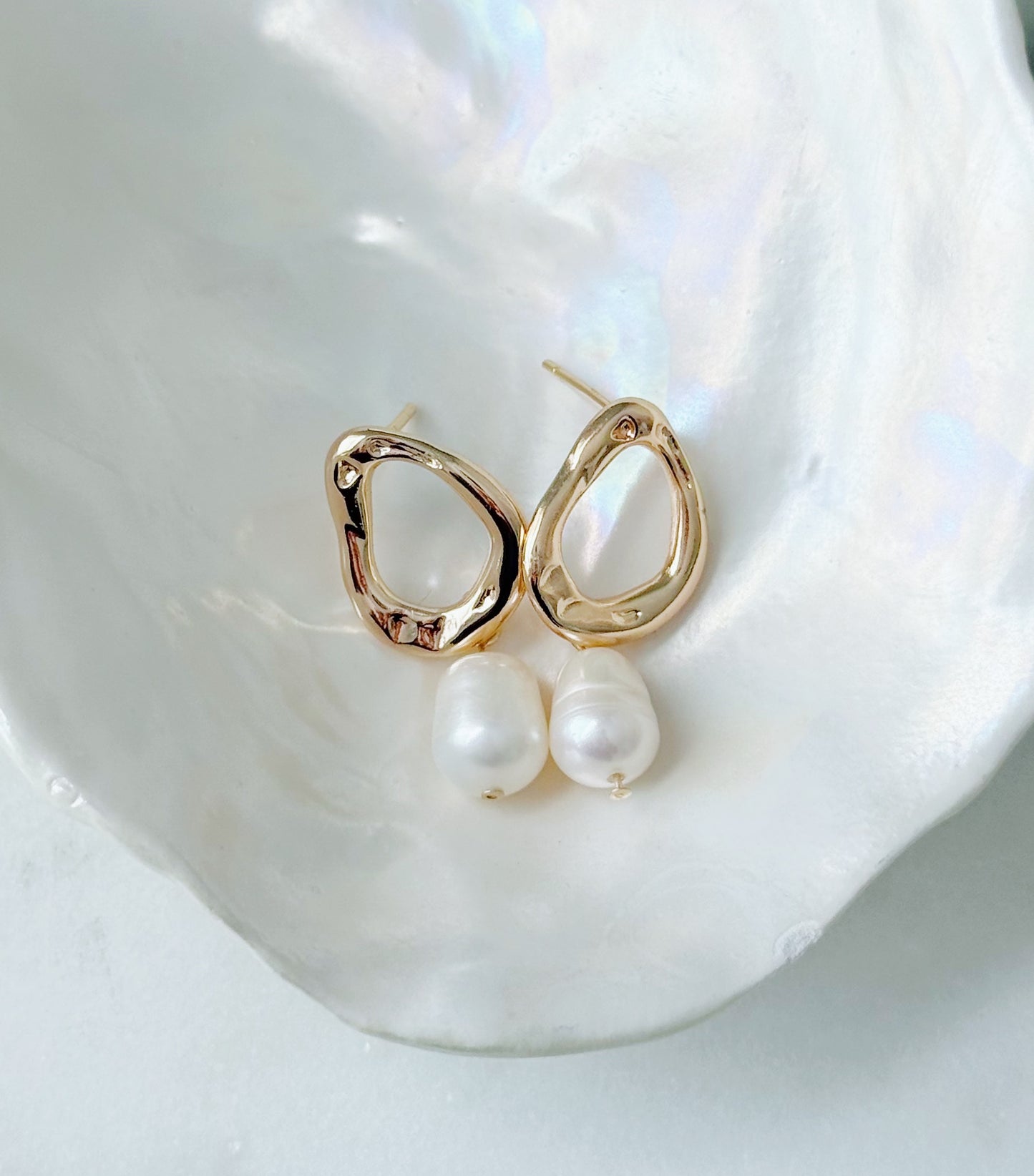 Golden Pearl Drop Earrings