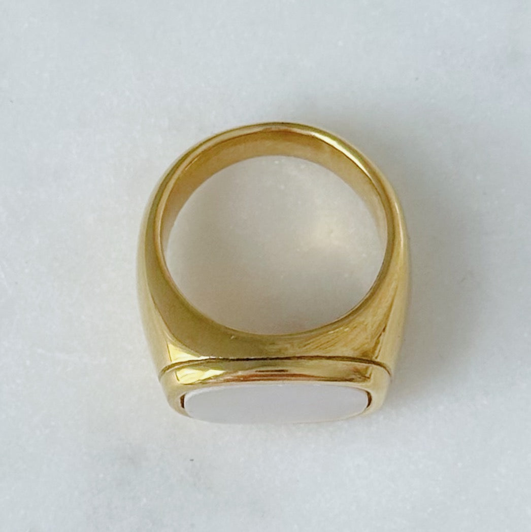 Chunky Gold Mother of Pearl Ring