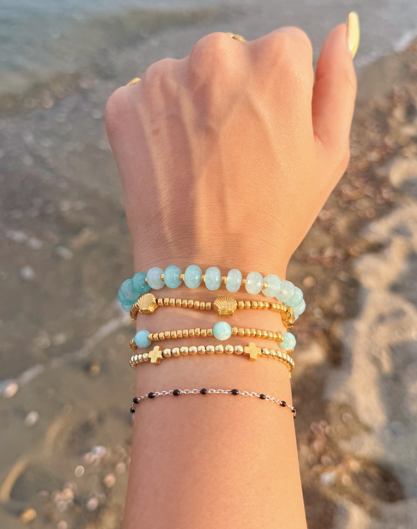Golden Cross Beaded Bracelet