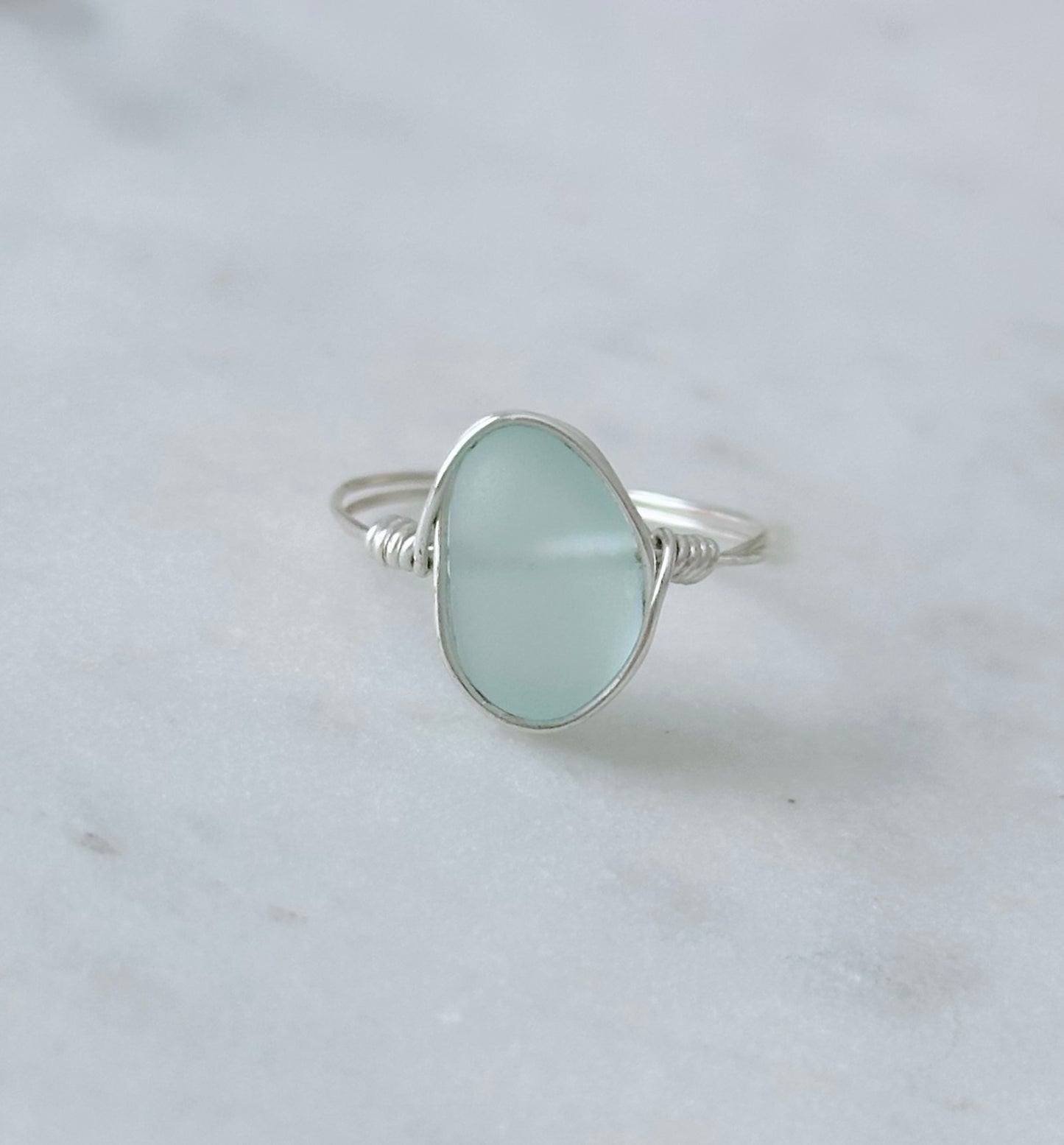 Sea Glass Wire-Wrapped Ring
