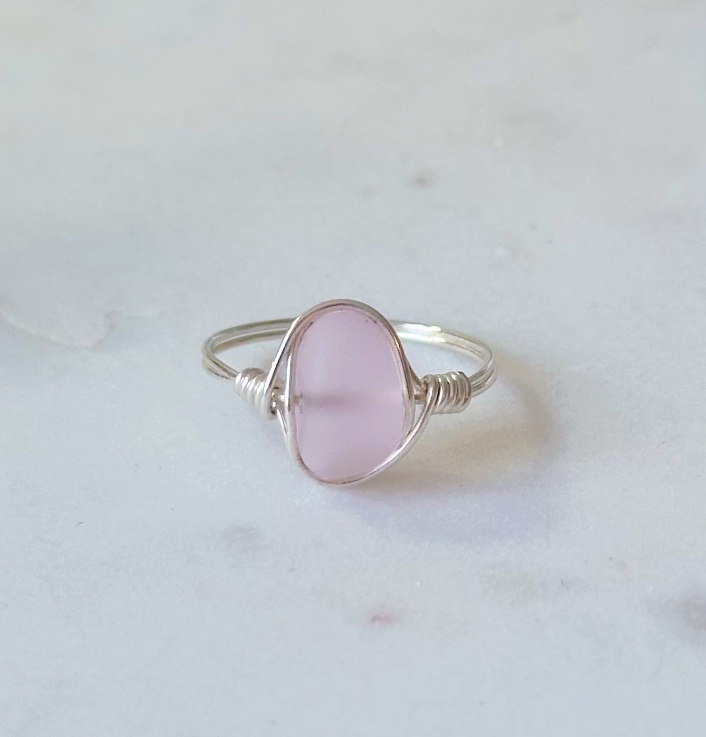 Sea Glass Wire-Wrapped Ring