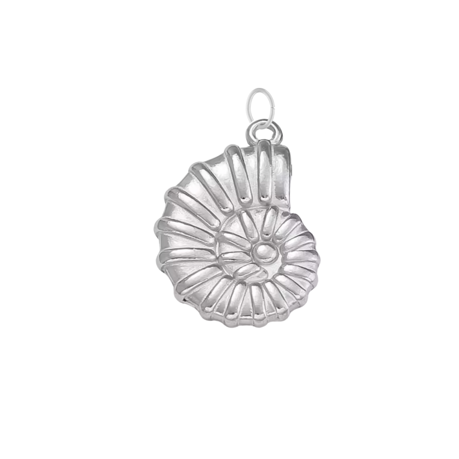 Small Silver Spiral Shell Charm
