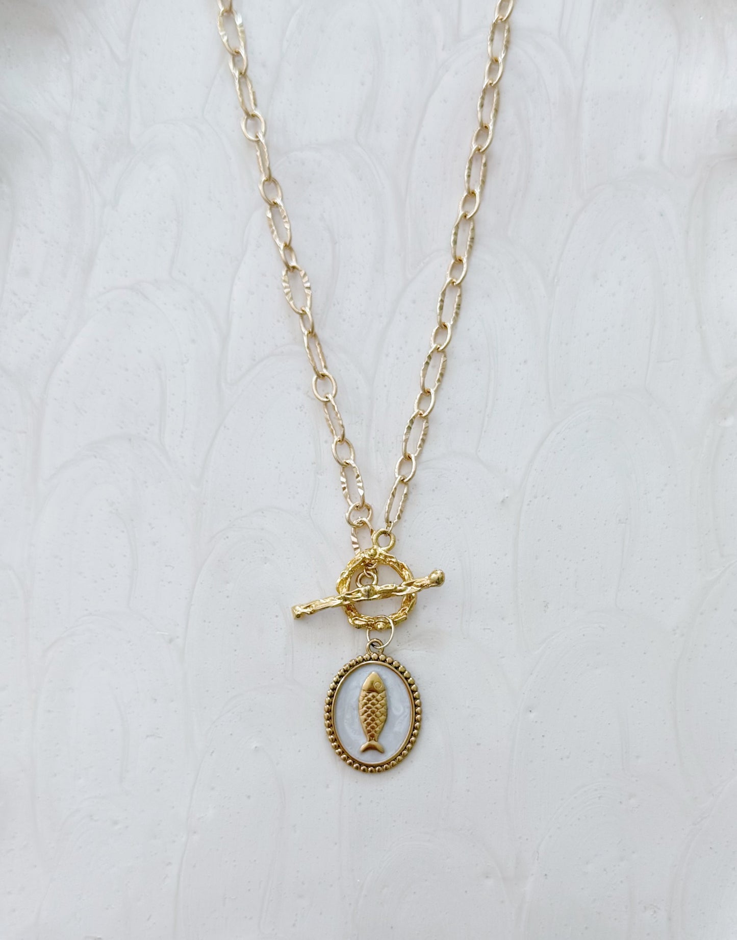 Cisco Fish Pendant Toggle Necklace