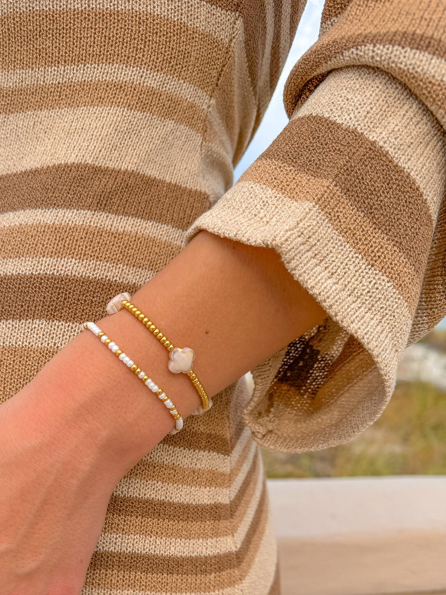 Dainty Clover Beaded Bracelet