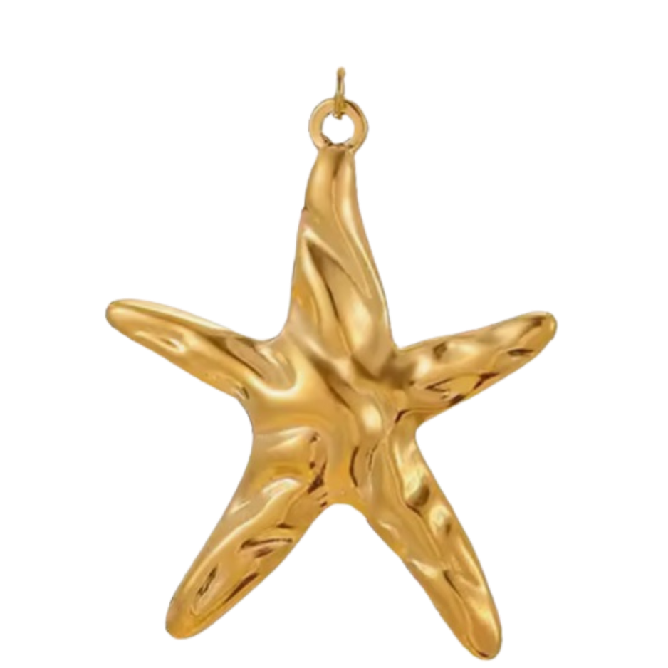Large Gold Textured Starfish Charm