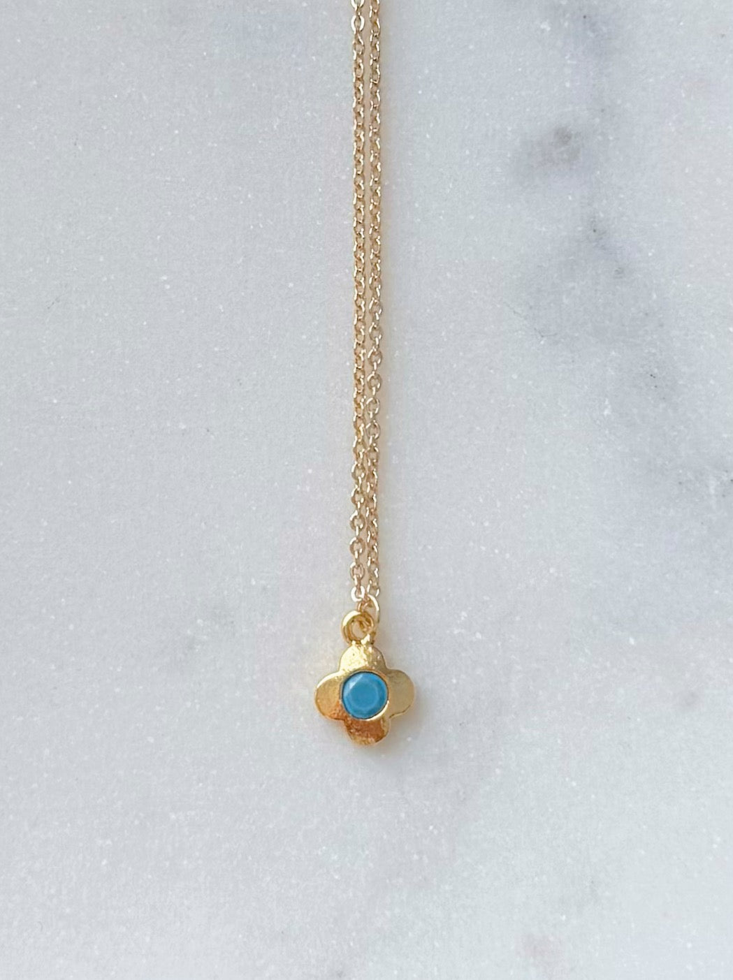 Dainty Gold Clover Gem Necklace