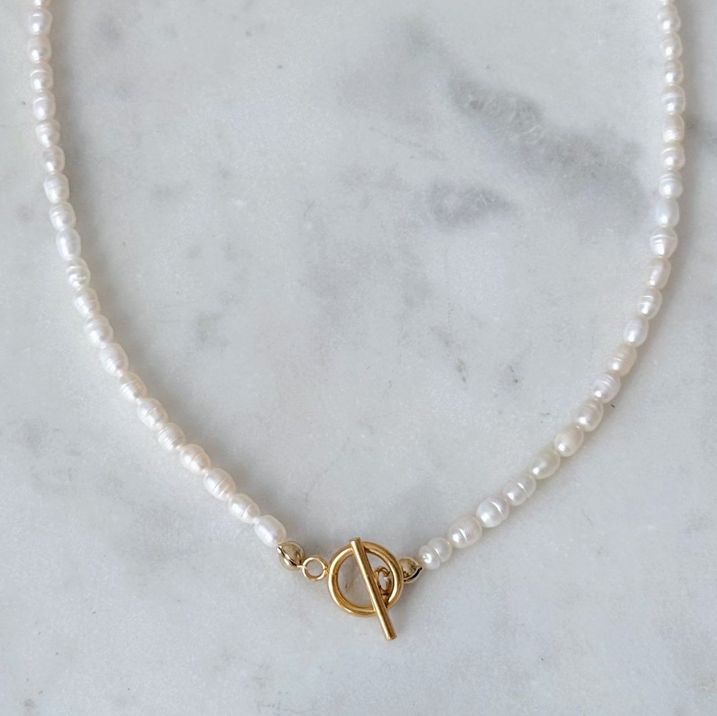 Rice Pearl Toggle Necklace