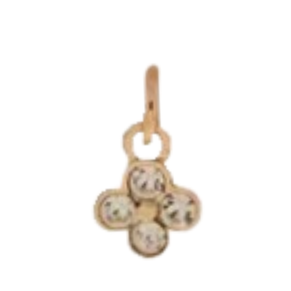 Tiny Gold CZ Gem Clover Charm
