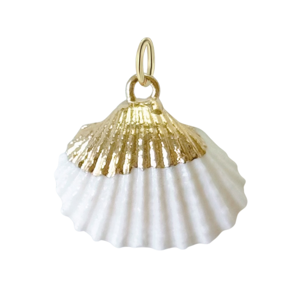 Gold Natural Cockle Sea Shell Charm