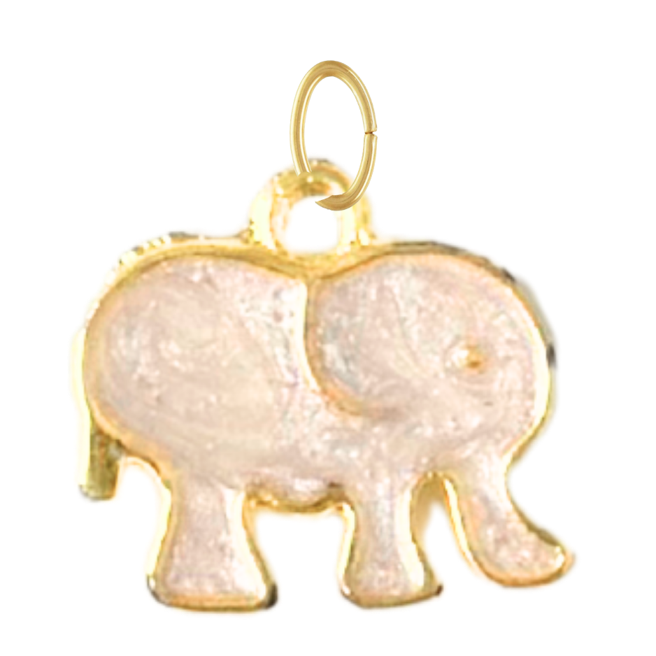 White Enamel Elephant Charm