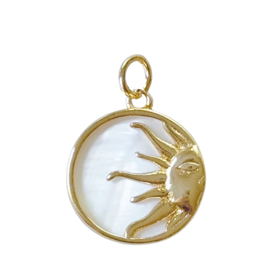 Gold Mother of Pearl Sun Pendant