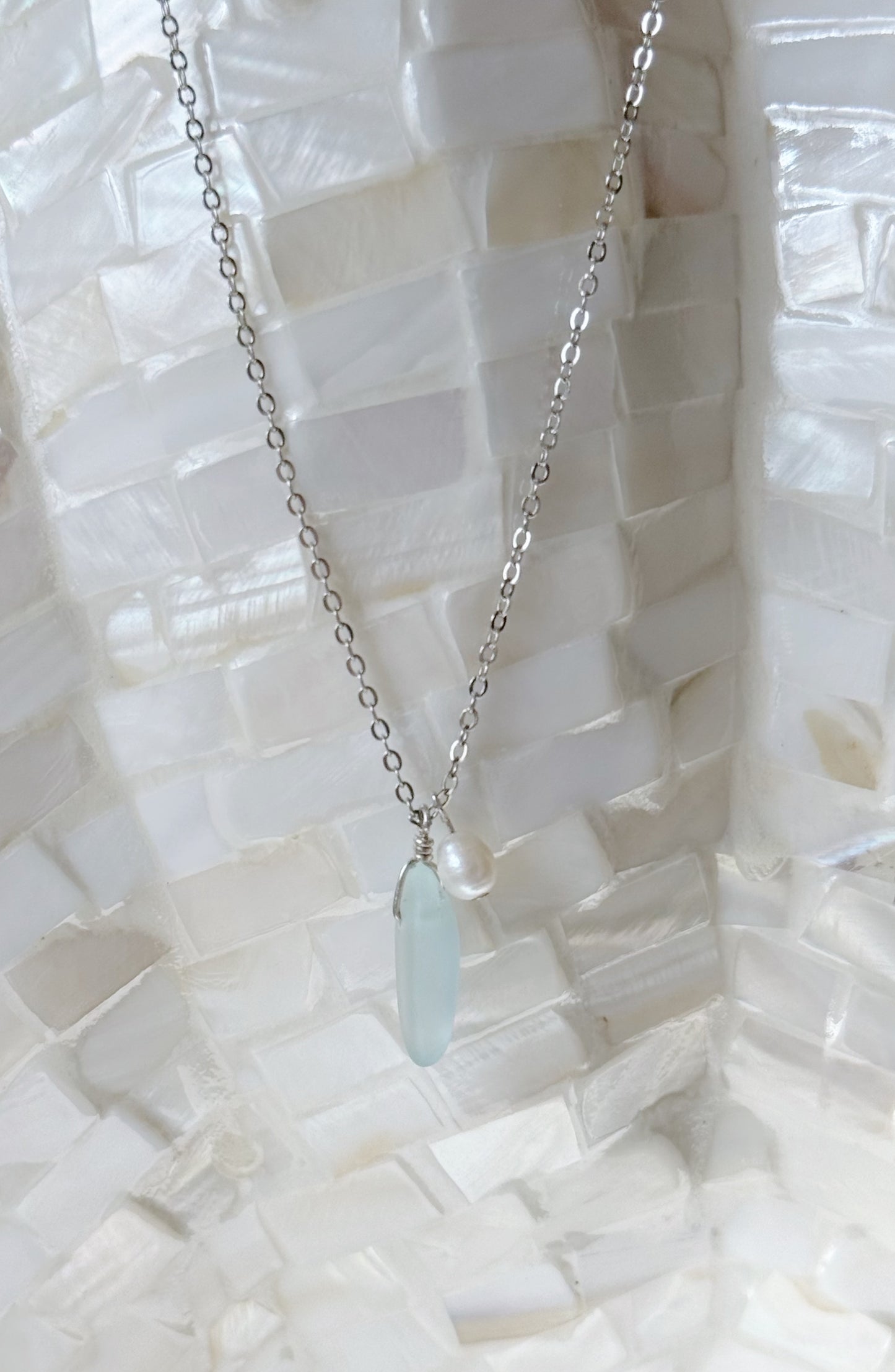 Sea Glass & Pearl Necklace