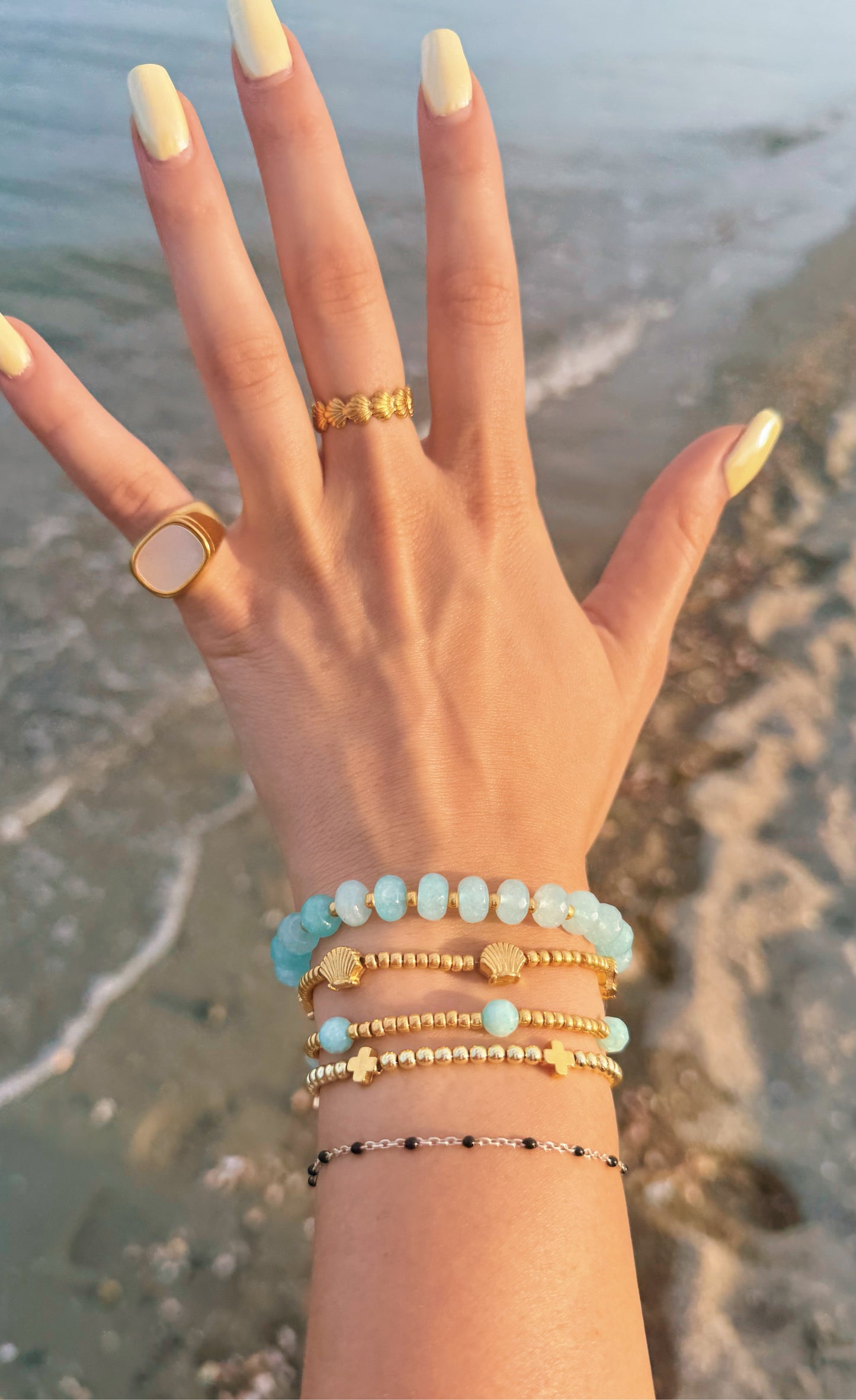 Chunky Gold Mother of Pearl Ring