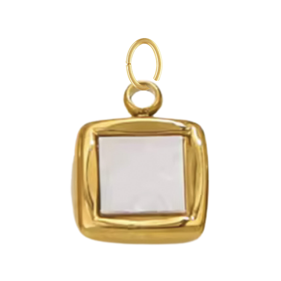Square Gold Mother of Pearl Charm