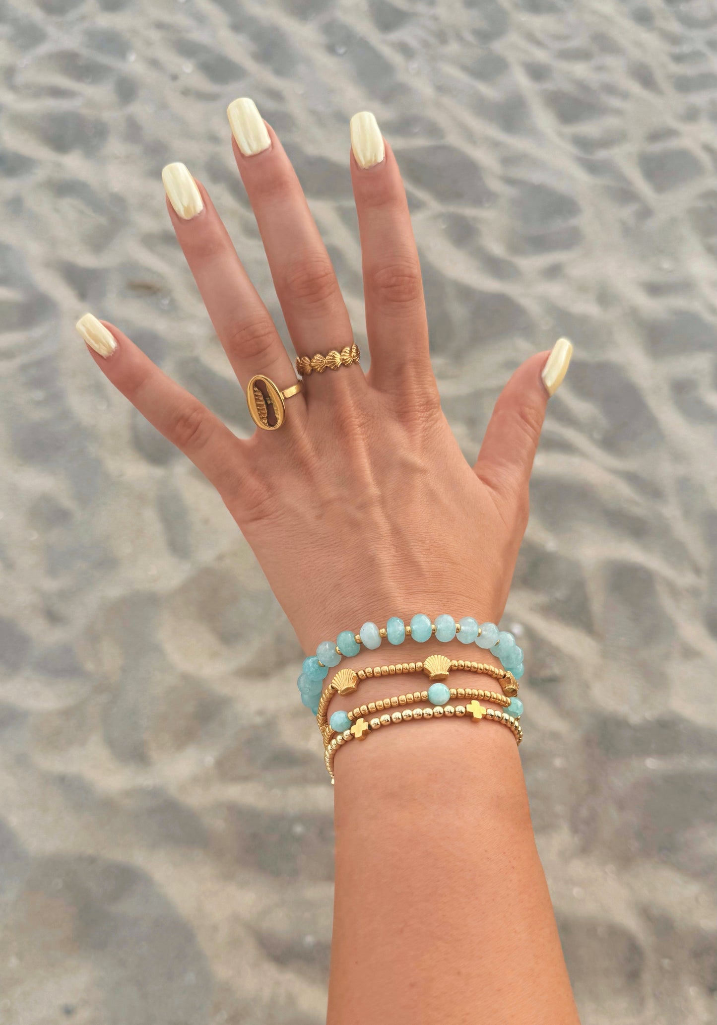 Gold Cowrie Seashell Ring