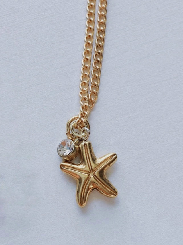 Chunky starfish & zircon gem necklace