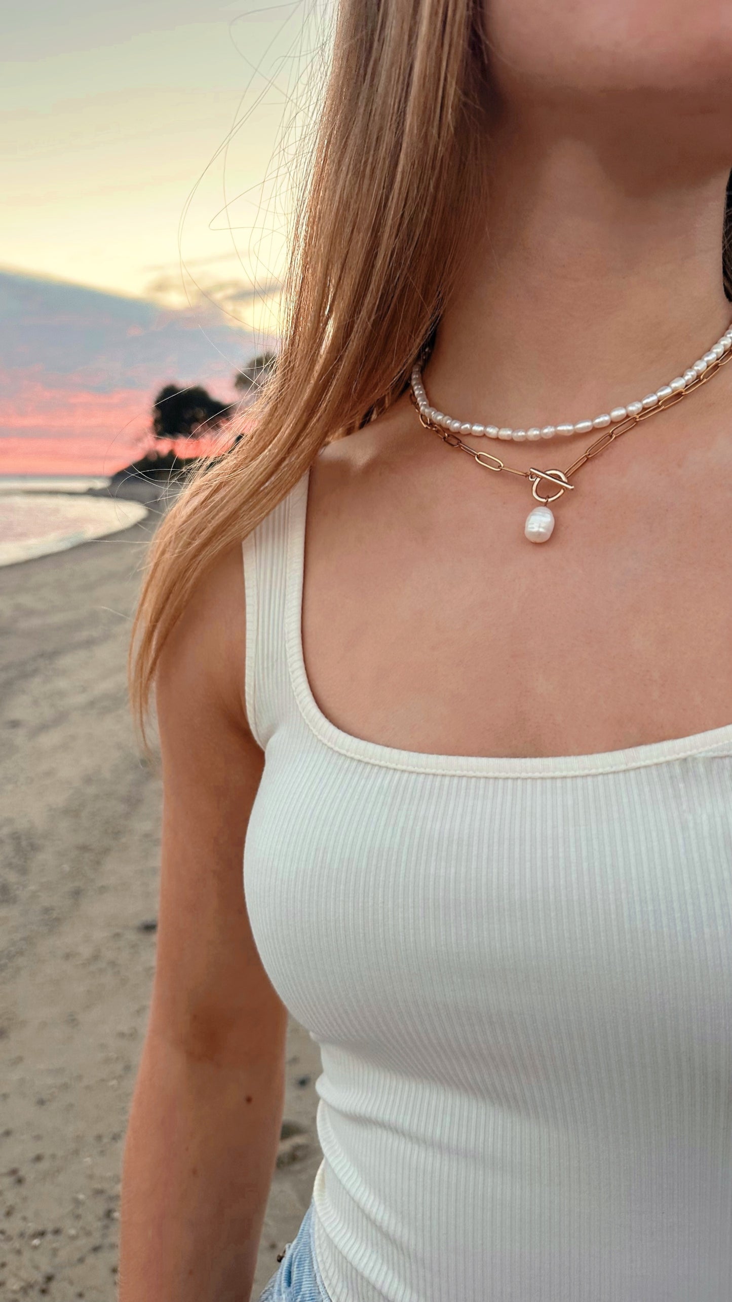 Rice Pearl Toggle Necklace