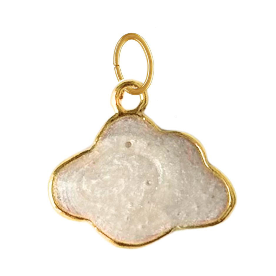 Gold Cloud Charm with Pearl White Enamel