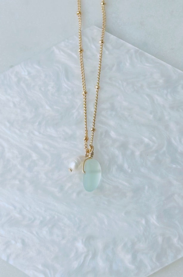 Sea Glass & Pearl Necklace