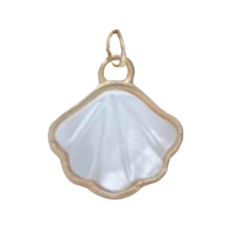 Gold White Enamel Sea Shell Charm