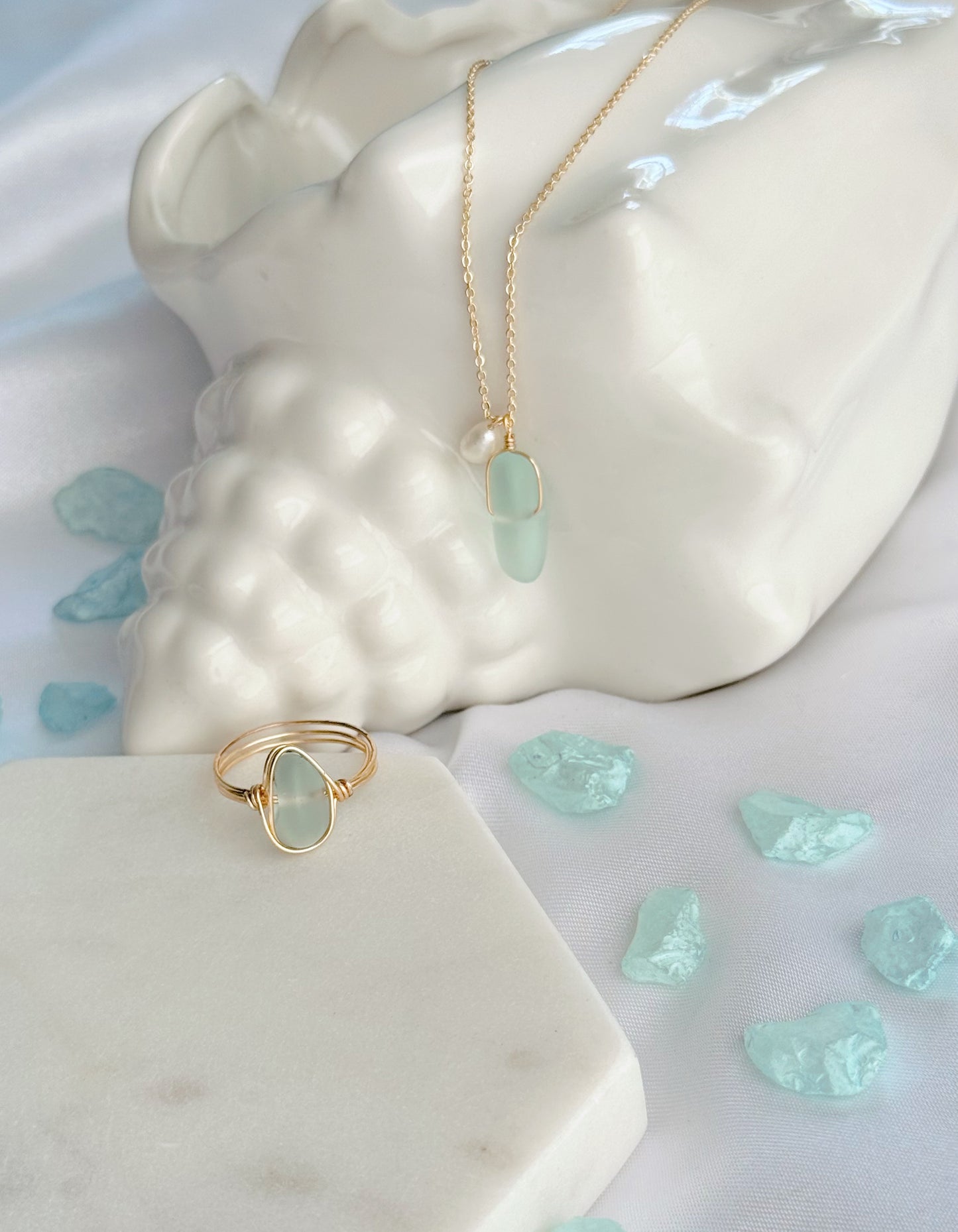 Sea Glass & Pearl Necklace