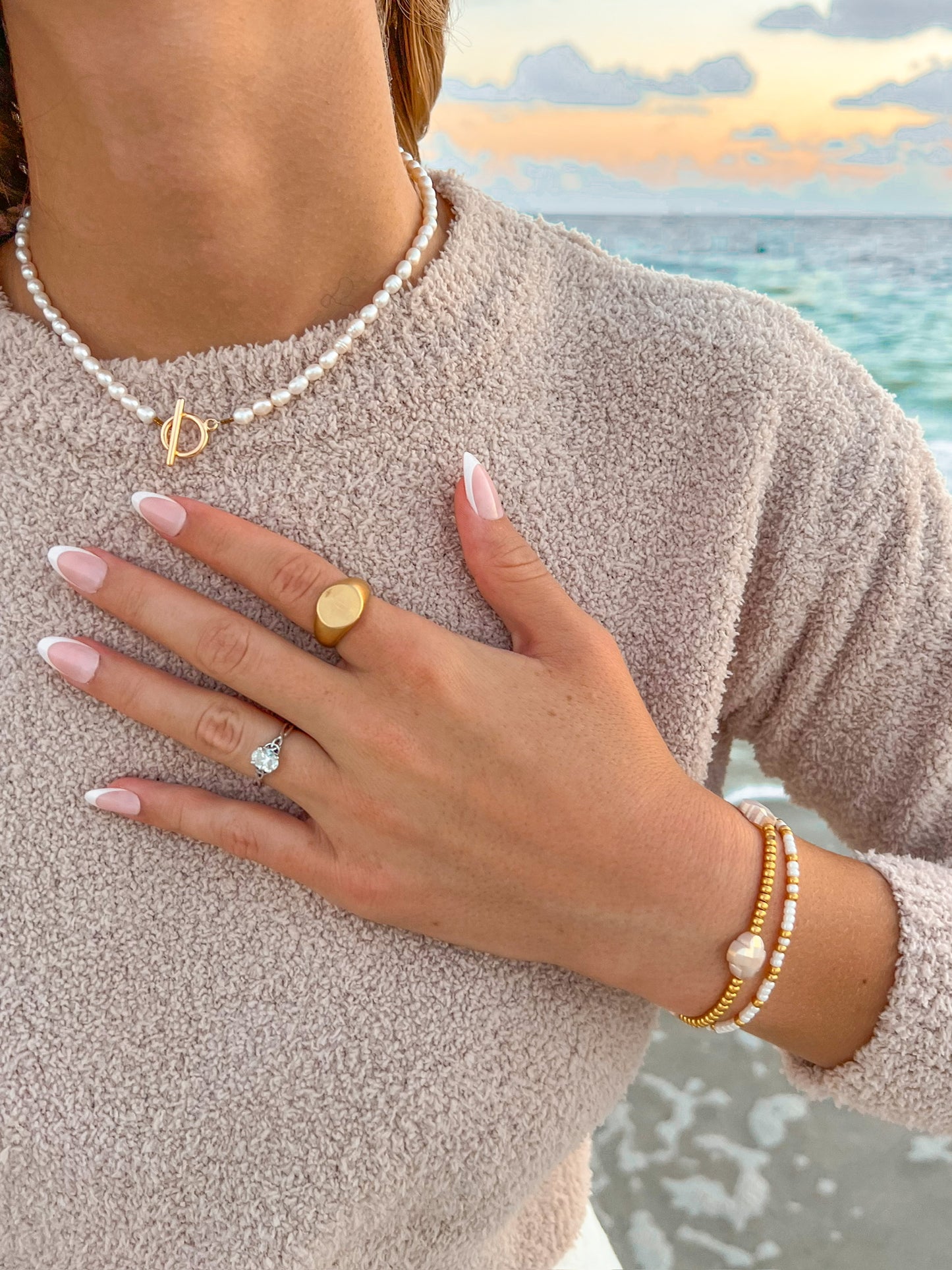 Rice Pearl Toggle Necklace