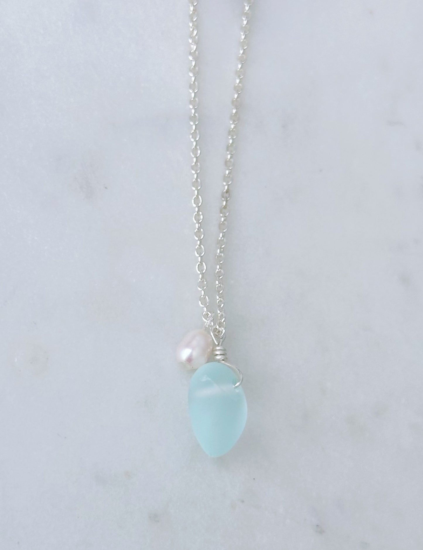 Sea Glass & Pearl Necklace