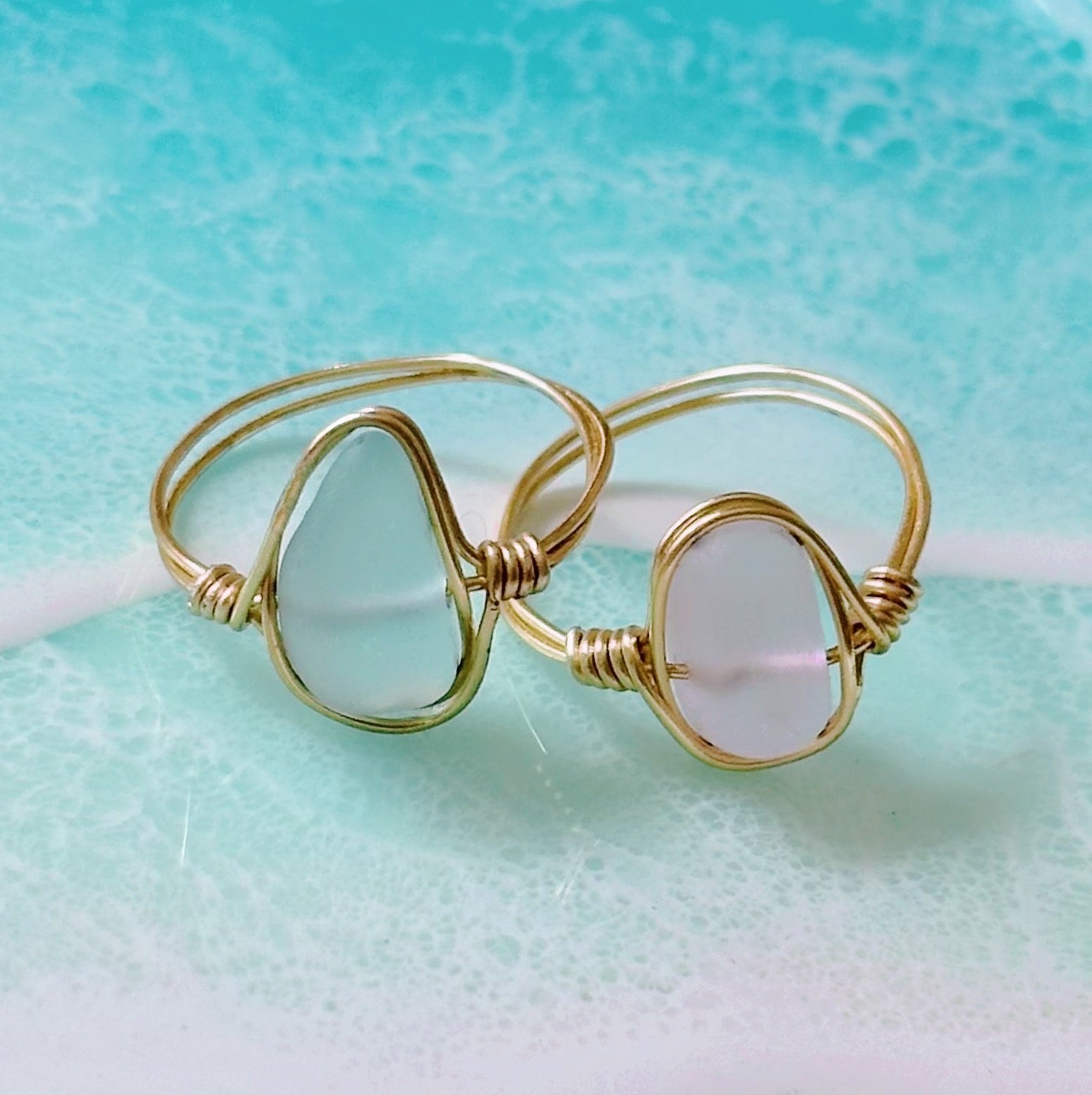 Sea Glass Wire-Wrapped Ring – Salt June