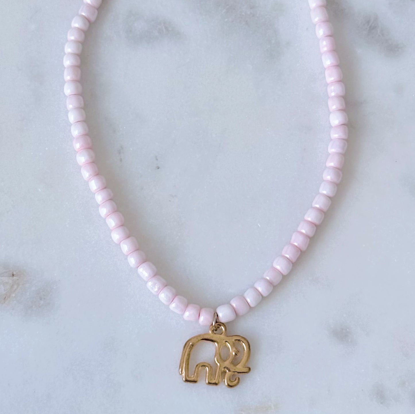 Elephant charm beaded anklet