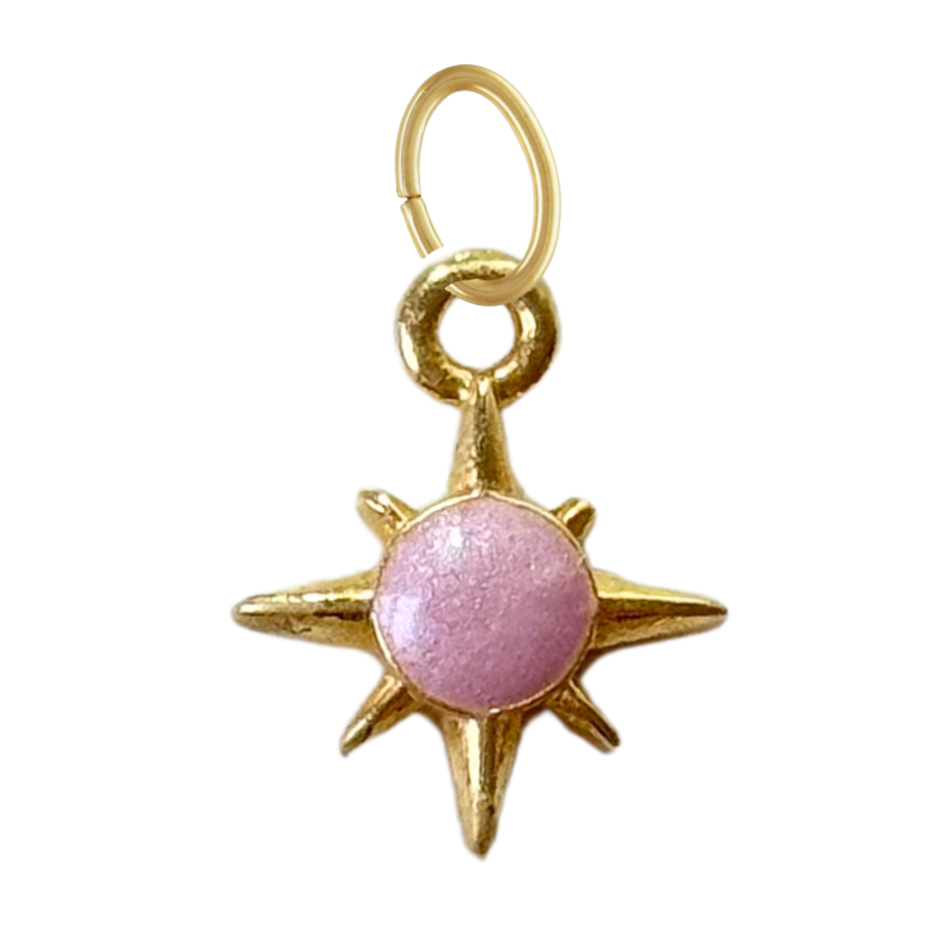 Gold North Star Charm: Purple Enamel