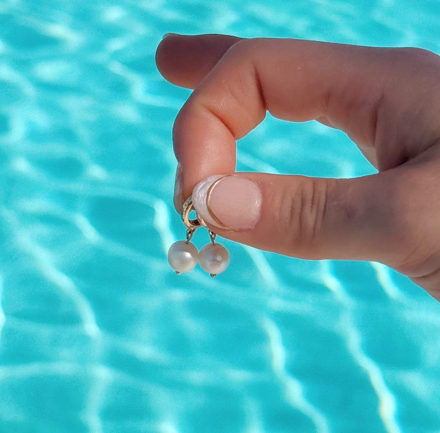 Round Pearl Huggie Earrings