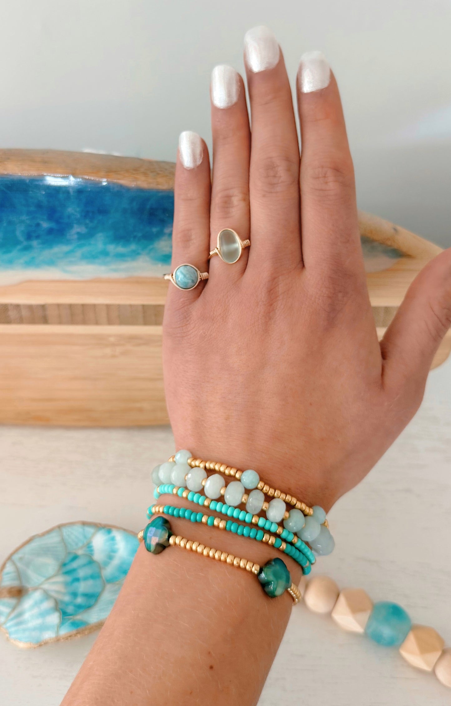 Sea Glass Wire-Wrapped Ring