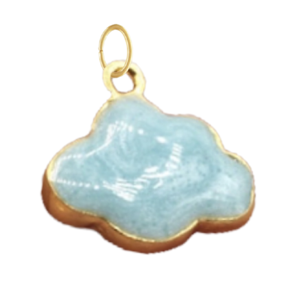 Gold Cloud Charm with Light Blue Enamel