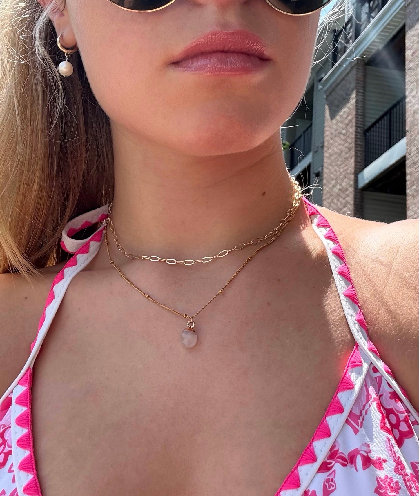 Dainty Rose Quartz Pendant Necklace