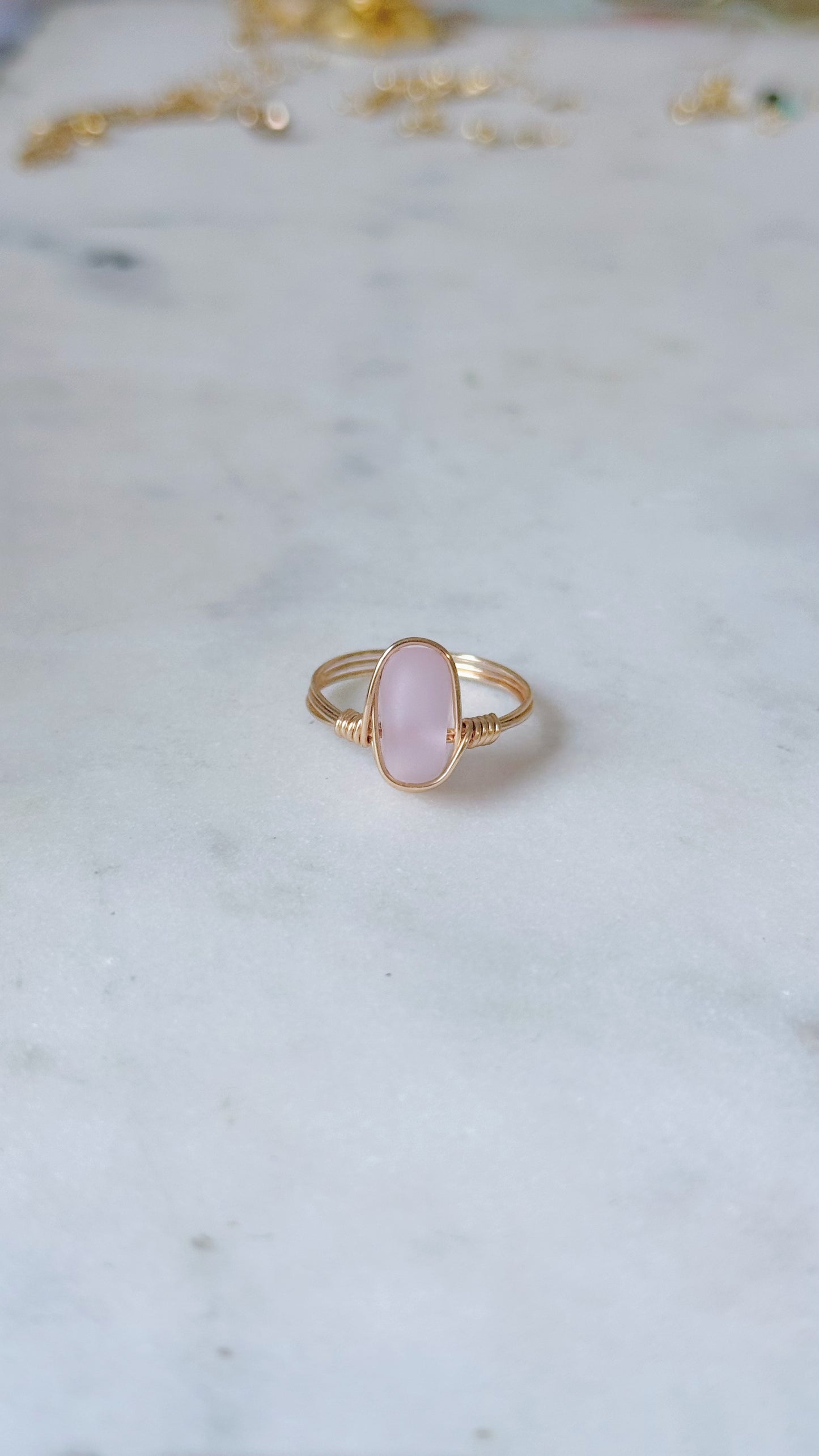 Sea Glass Wire-Wrapped Ring