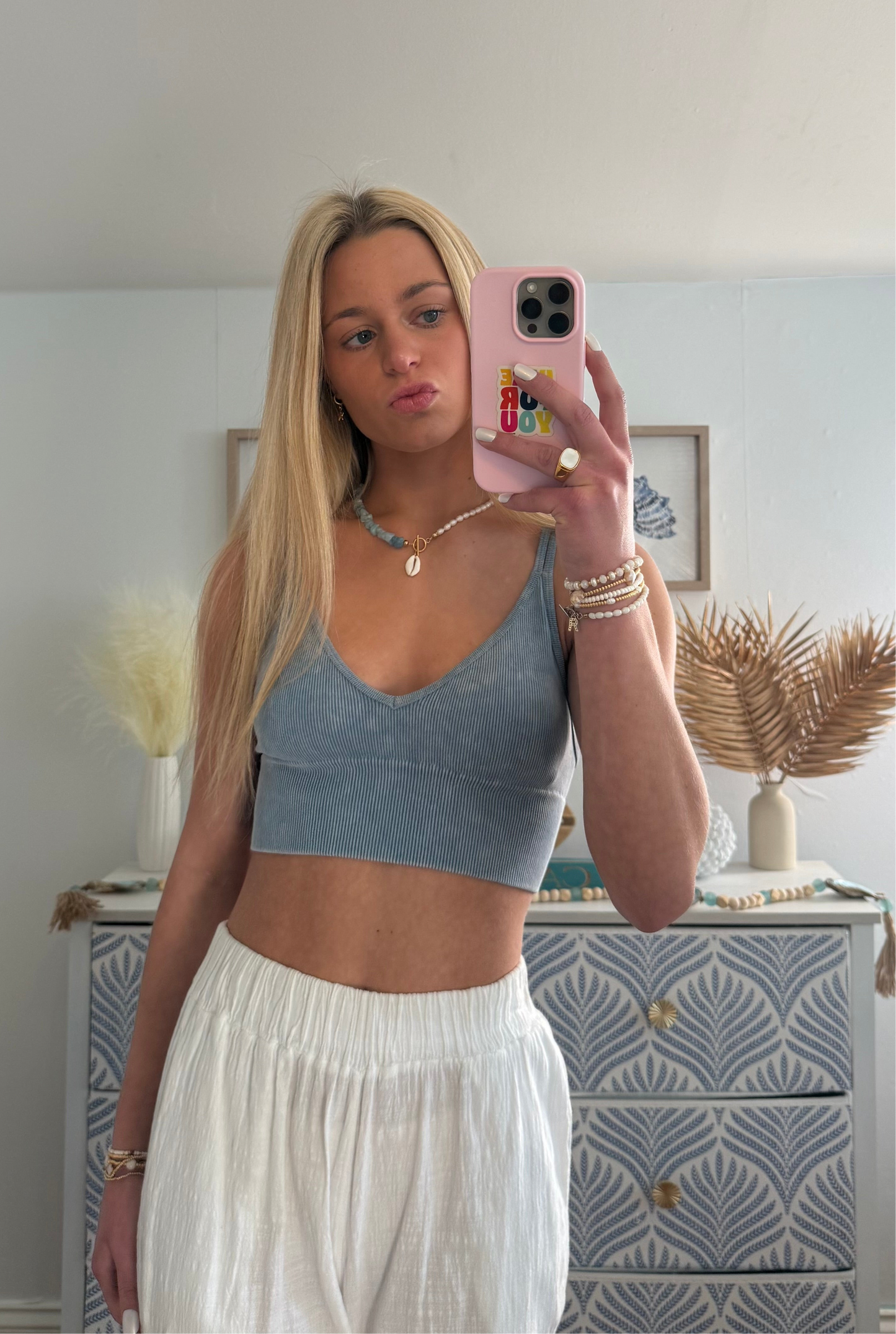 Oahu aqua and pearl necklace