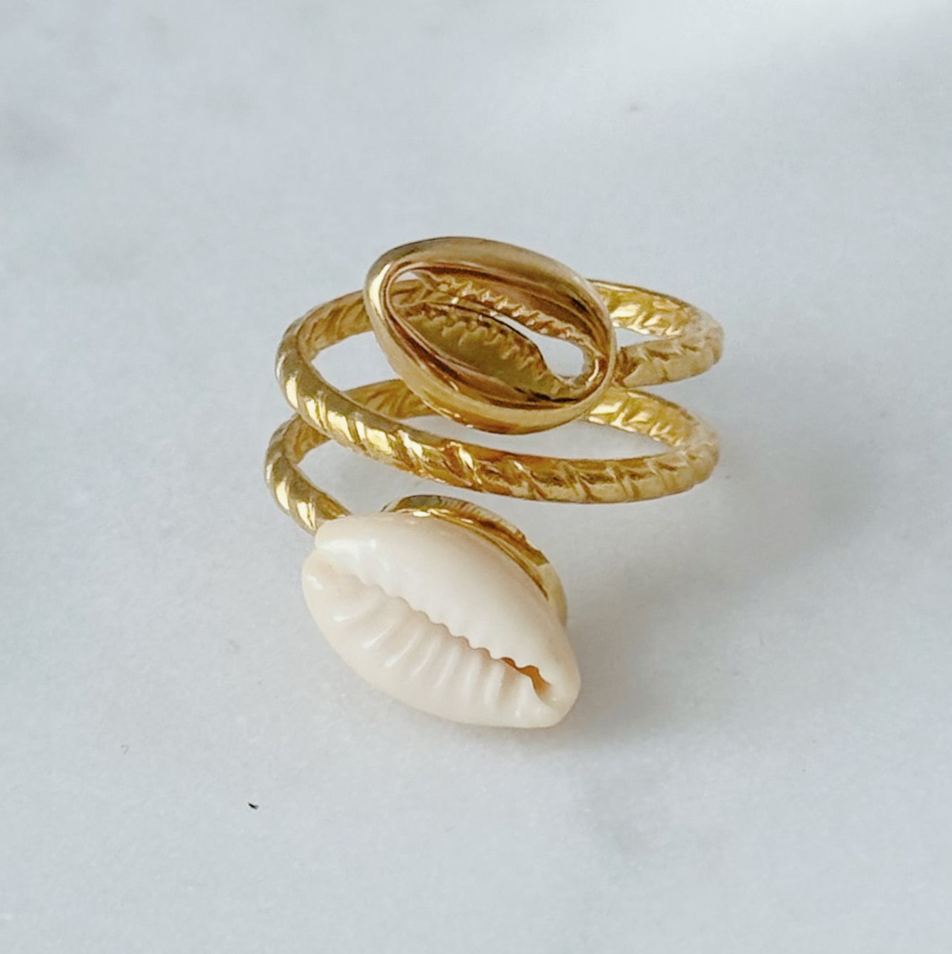 Double Cowrie Shell Ring