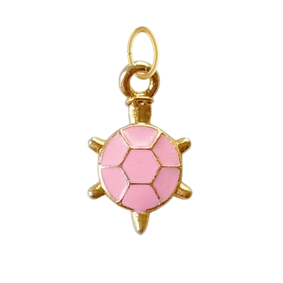 Dainty Pink Enamel Turtle Charm