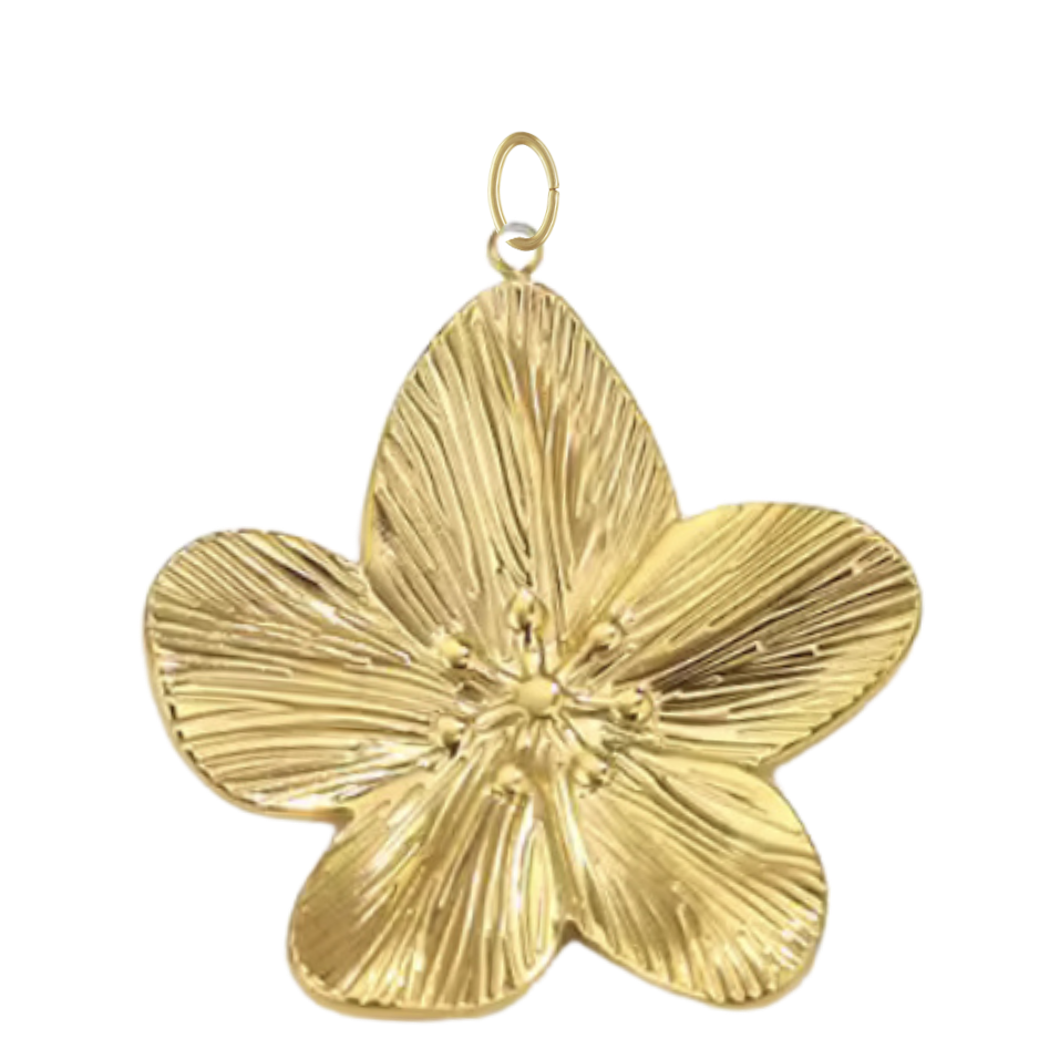 Large Gold Textured Hibiscus Flower Charm