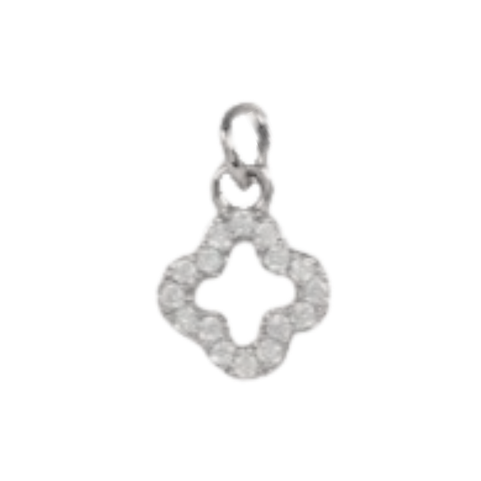 Tiny Silver CZ Gem Clover Charm