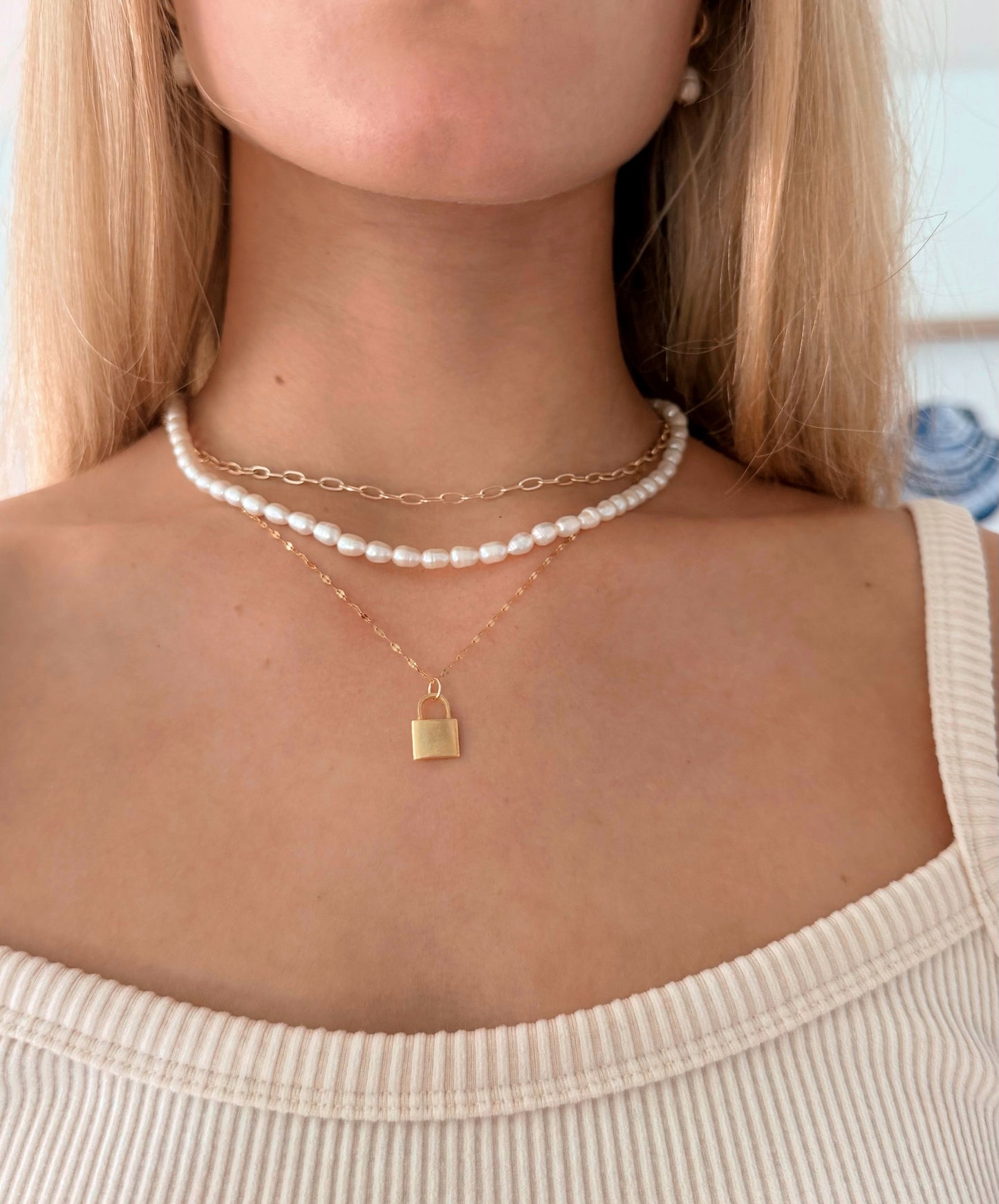 Rice Pearl Toggle Necklace