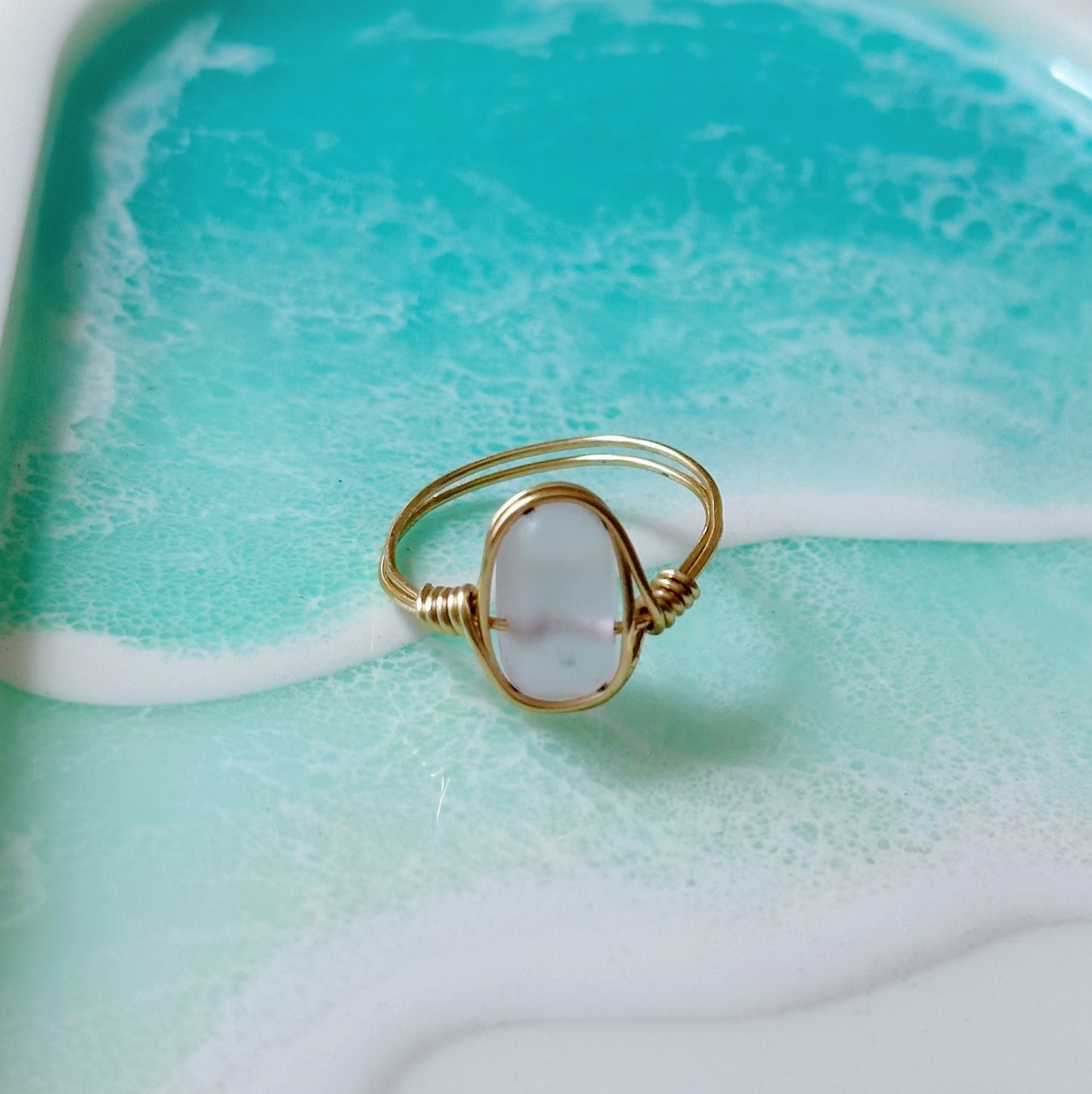Sea Glass Wire-Wrapped Ring