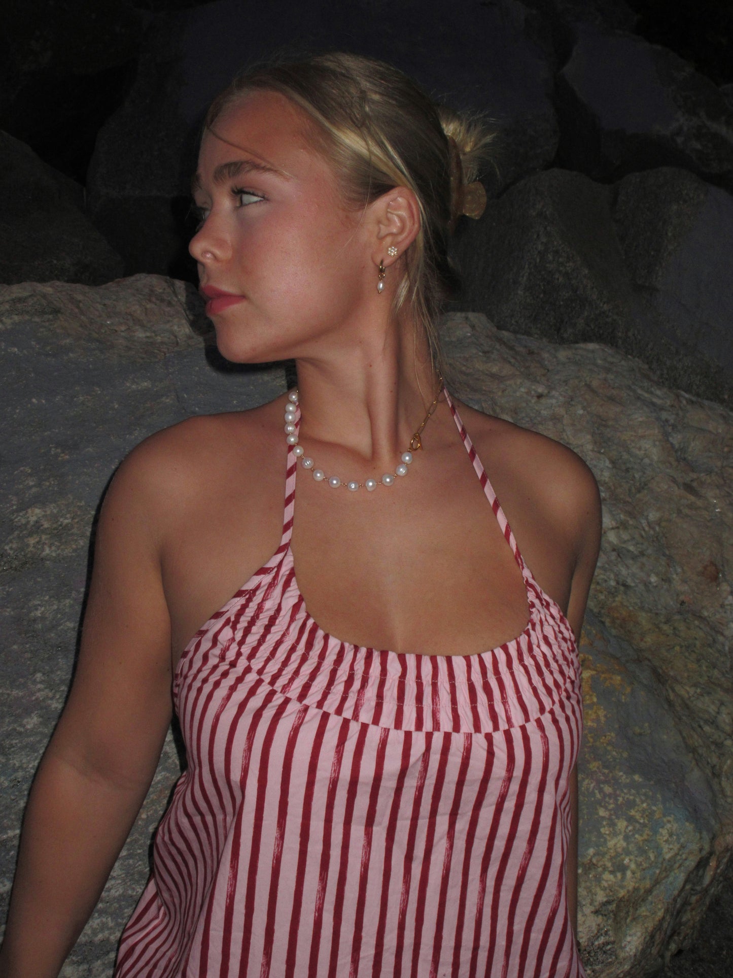Isla Pearl and Paperclip Half & Half Necklace
