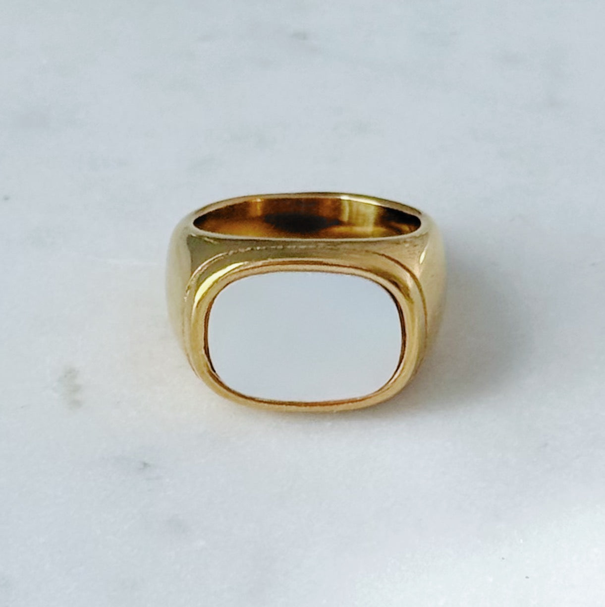 Chunky Gold Mother of Pearl Ring