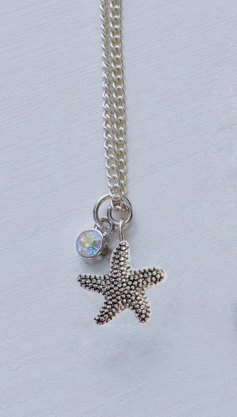 Chunky starfish & zircon gem necklace