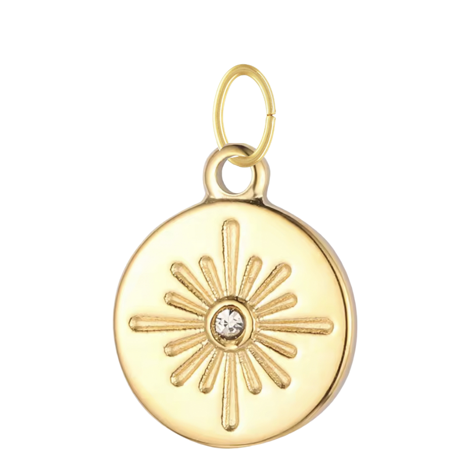 Round Gold North Star Charm