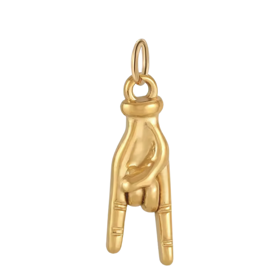 Gold Rock On Hand Charm