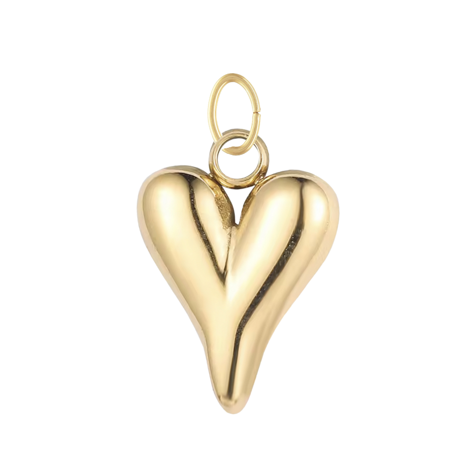 Small Gold Long Heart Charm