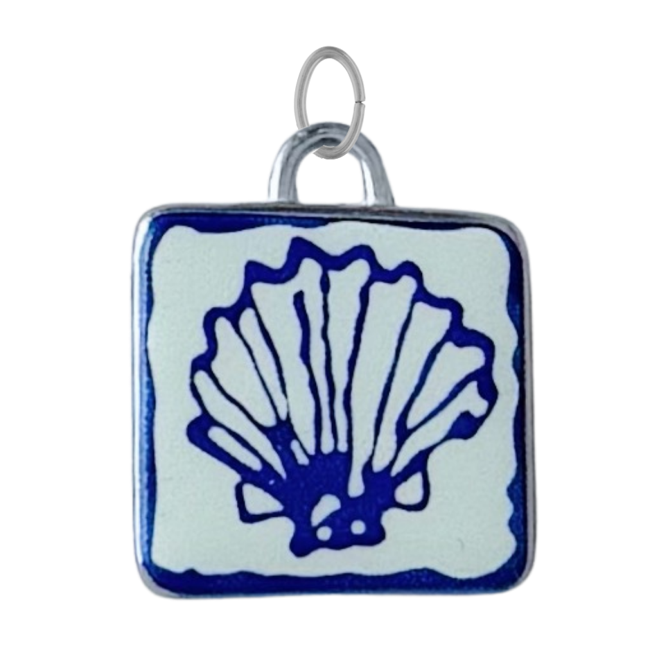 Silver Seashell Tile Charm